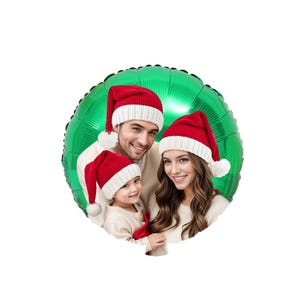 Custom Christmas Round Balloons With Photo And Text, Personalized 18 Inch Round Foil Balloons For Christmas, Wedding, Birthday, Graduation