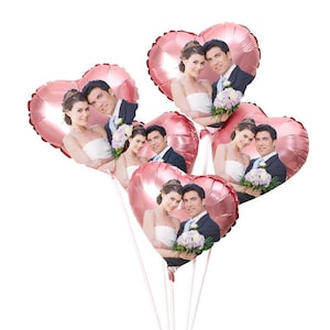 Benutzerdefinierte Herz-Ballons mit Foto und Text, personalisierte Hochzeit Herz-Ballons, Braut und Bräutigam Ballons Dekoration