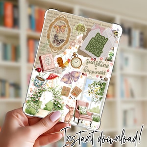 Cottagecore Kindle Printable Insert for Clear Case - Digital Download for Paperwhite & Basic