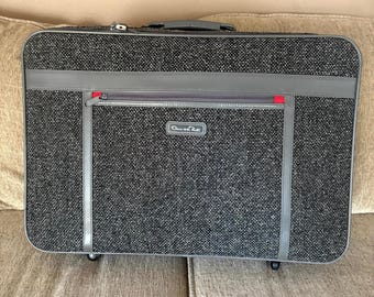 Oscar de la Renta vintage valise bagages à roulettes sac de voyage en tweed gris