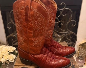 Innovation Boots Croc Western Cowboy Boots Cognac Braun Leder 10D