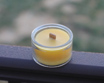 Beeswax Candle-Recycled Glass with Wood Wick and Cork Lid- 5oz Beeswax Candle Jar-Eco Friendly Candle-Vermont Candles
