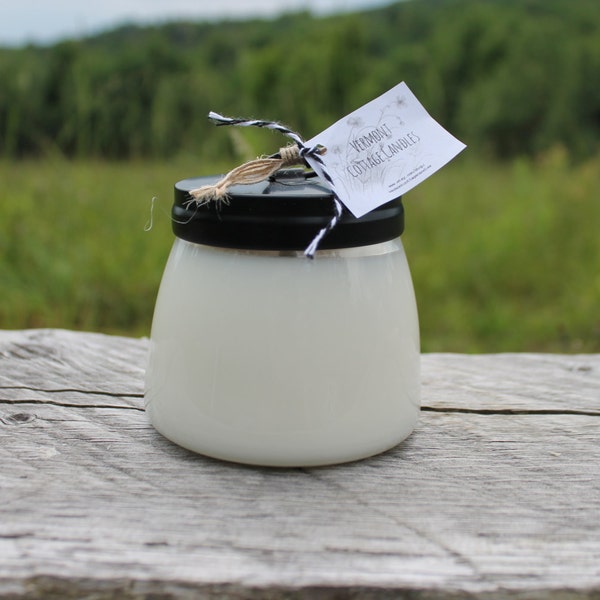Handpoured 4oz Pure Soy Candle Jar with Black Metal Lid-Vermont Cottage Candles