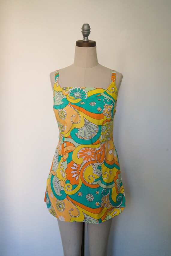 1960s Psychedelic Gabar Swimdress