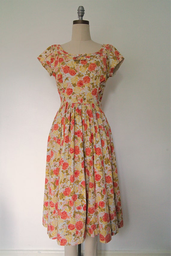 1950s Jerry Gilden Spectator Floral Dress