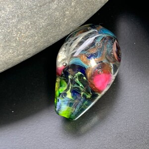 Large Pear-shaped Lampwork Glass Focal Bead With Encased Pink Jellyfish ...