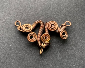 Intricate hand-formed steampunk-style antique copper bail with coils and spiral decorations