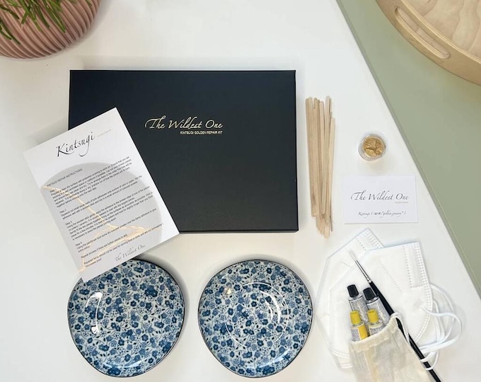 Kintsugi DIY Couples Kit: Golden Repair Craft with Japanese Plates
