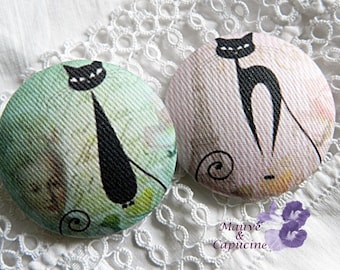 2 buttons on the fabric, cats, 32 mm / 1.25 in
