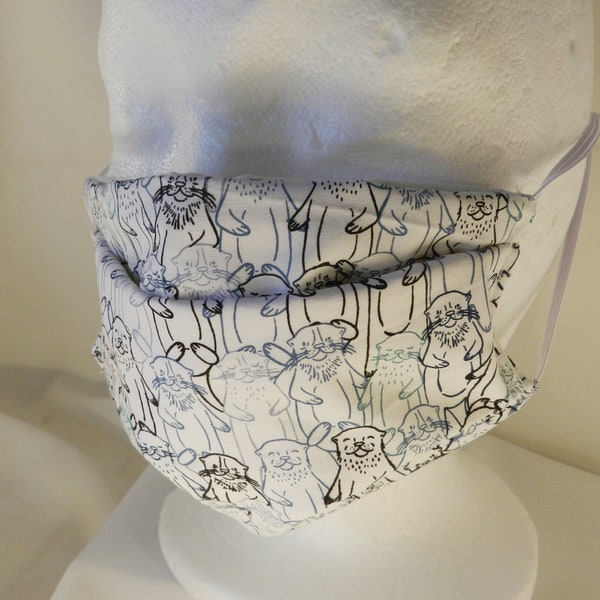 3-layer white cloth mask with bear, washable