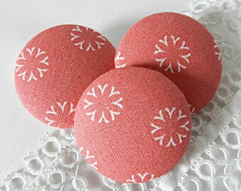 Pink floral fabric button, 32 mm / 1.25 in