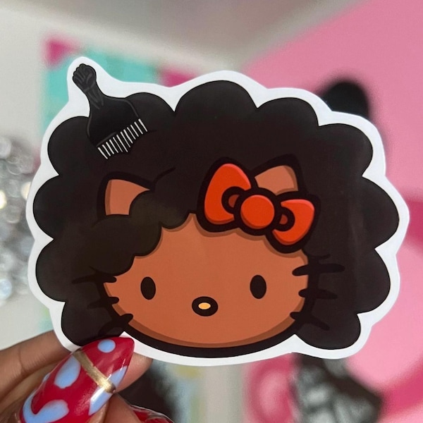 AfroKitty vinyl sticker/kitty die cut sticker/ doll sticker/