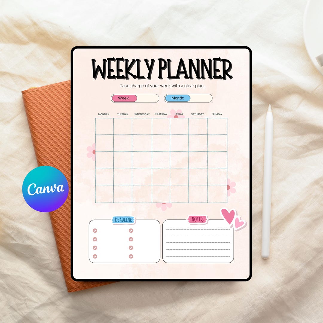 Editable Weekly Planner Template | Printable Schedule Organizer | Daily ...