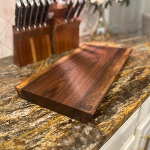 Artisan handmade live edge walnut charcuterie serving board personalized