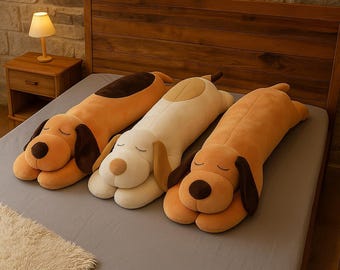 Cuscino gigante a forma di cane in peluche: morbidissimo giocattolo da coccolare, imbottitura in piuma d'oca.