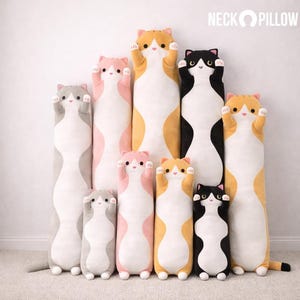 Long Cat Pillow Cat Plush Body – Soft Decorative Cushion
