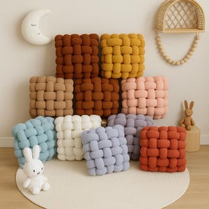 Knot Pillow Large Nordic Knotted Soft Fleece Woven Cushion