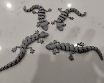 Lagarto articulado impreso en 3D – Juguete antiestrés totalmente articulado - Paquete de 4