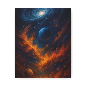 Cosmic Space Stretched Canvas Art, Galaxy Wall Decor, Celestial Home Decor, Interstellar Artwork, Unique Astronaut Gift