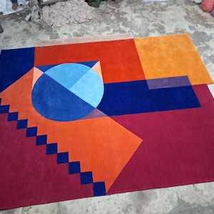 Hand Tufted Rug Modern Multicolor Rug Wool Area Rugs For Livingroom Bedroom Kitchen Entryway Office 5X8 6X9 8X10 9X12 10X14 Custom Rug