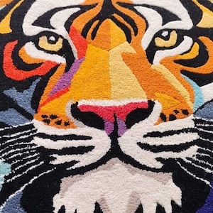 Hand Tufted Rug Multicolor Tiger Wool Area Rugs For Livingroom Bedroom Kitchen Nursery Entryway Office 5X8 6X9 8X10 9X12 10X14 Custom Rug