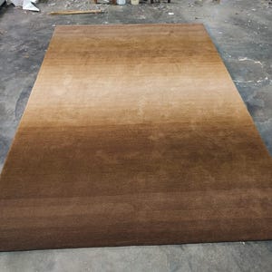 Hand-Tufted Wool Area Rug: Solid Brown, Modern Irregular Design