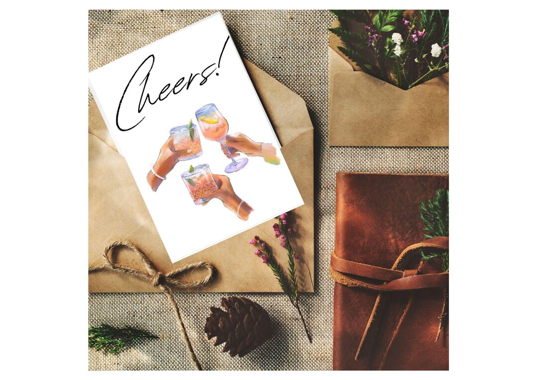 Cheers Card Printable 'cheers' Card; Includes Printable Envelope. Instant PDF ...