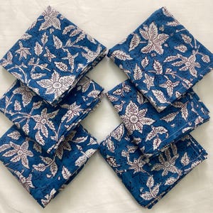 Hand Block Print Cotton Napkins - Set of 6 - 18x18 Inch