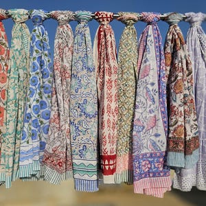 Indian Block Print Cotton Sarong: Beach Wrap, Scarf, Pareo