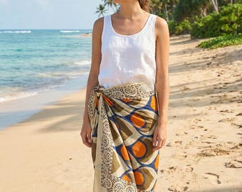 Handmade Block Print Sarong – Lightweight Cotton Beach Pareo – Boho Resort Wear