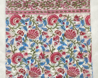 Block Printed 100% Cotton, Hand Block Printed Sarongs Soft Voile Fabric Summer Pareo, Scarfs, Lightweight Cotton Wrap, Fashion Sarong