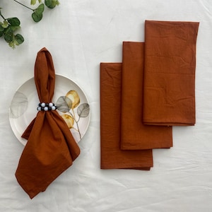 Cinnamon Napkins,Cotton napkins, Kitchen Napkin, Brown Washable Wedding Napkins Cotton Party Napkins Stonewashed Wedding Napkin