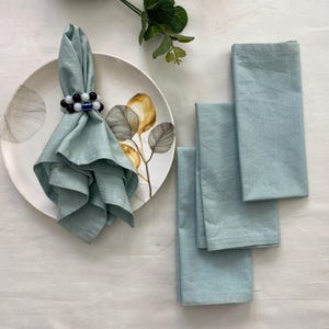 100Pcs Dusty Blue Softened Cotton Napkins, Cotton Napkins for Wedding Party Napkins Pure Soft Kitchen Napkin Pure Blue Cotton Cloth Napkins