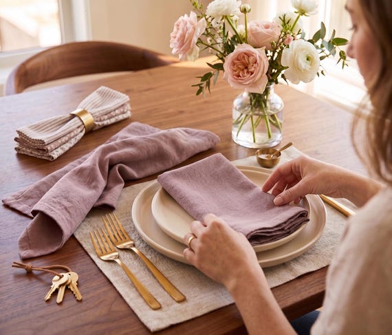 100 Stück Dusty Rose Baumwoll-Servietten Set Weiche Baumwolle Servietten Wiederverwendbare Stoff Servietten Rustikale Hochzeit & Bauernhaus Tischdekoration