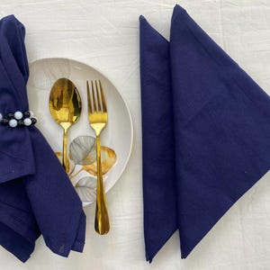 Navy Blue Cotton Napkins: Soft, Washable, Reusable Table Decor