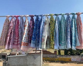 Boho Cotton Sarong Wrap Hand Block Printed Beach Cover Up Gift for Her