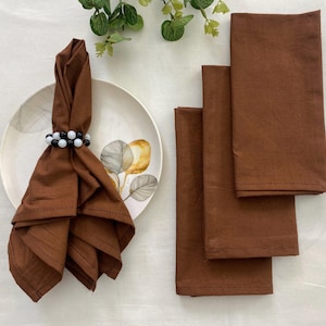 Cotton napkins in chocolate brown, table napkins, durable & stylish 100% cotton, rustic table decor
