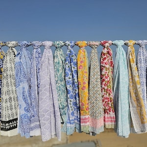 Wholesale Lot Of Block Print Women&#39;s Sarongs, Beach Wrap Scarves In Cotton, Indian Soft & Breathable Sarongs, Gift for Her