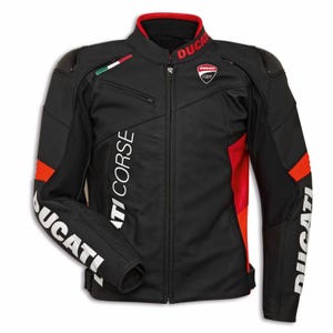 Ducati Racing Leather Motorcycle Jacket: CE Armor, Breathable