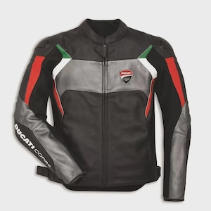 Ducati Racing Leather Motorcycle Jacket: CE Armored Biker Jacket