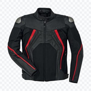 Ducati Racing Leather Motorcycle Jacket: CE Armored Biker Jacket