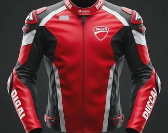 Men’s Red & Black Leather Motorcycle Jacket | Armored Racing Biker Riding Gear