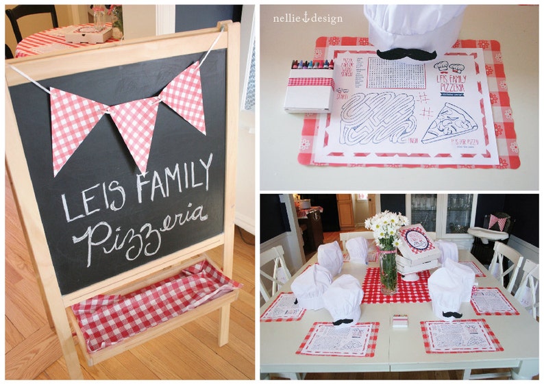 Pizza Party Red Gingham  Printable Decor image 5