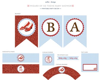 Ruby Slippers Wizard of Oz Theme - Printable Baby Shower Decor