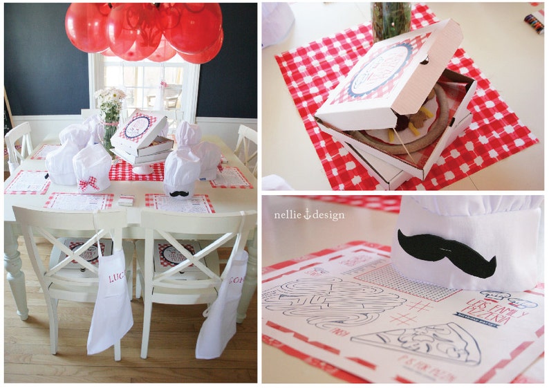 Pizza Party Red Gingham  Printable Decor image 2
