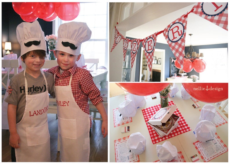 Pizza Party Red Gingham  Printable Decor image 3