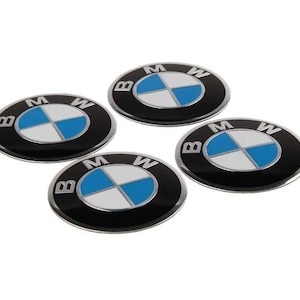 4er Set Blau Weiße Radmitte Aufkleber 56 MM Für BMW