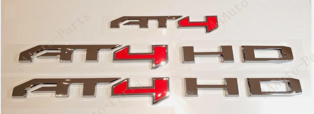 Led At4 Emblems 3PCS Set NEW Chrome Red AT4 HD Emblems Kit Fit GMC Sierra 2500HD 3500HD ...