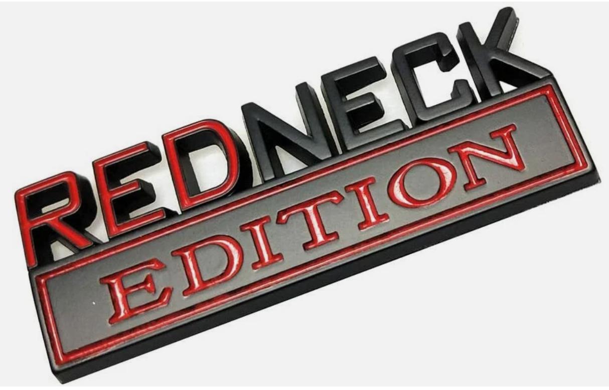 Chrome Redneck Edition Decal Emblem (2-Pack) – 7-Inch Logo Sticker For Truck, Car, SUV – Redneck Pride