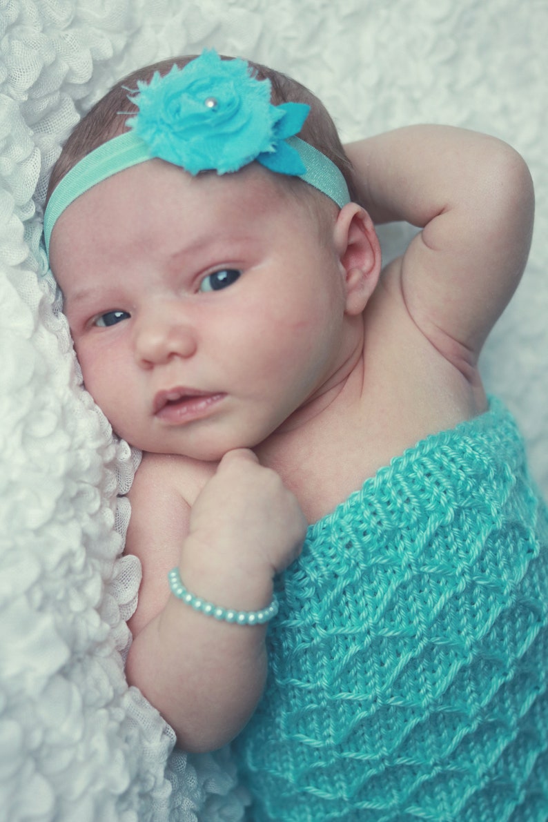 Green Mermaid Cocoon and Headband Baby Newborn Photo Prop Set